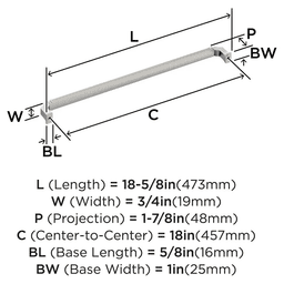 457mm Townsend Appliance Pull, Satin Nickel Alt 1 - Image