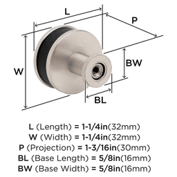 32mm Fairlane Cabinet Knob, Black Leather/Satin Nickel Alt 1 - Image