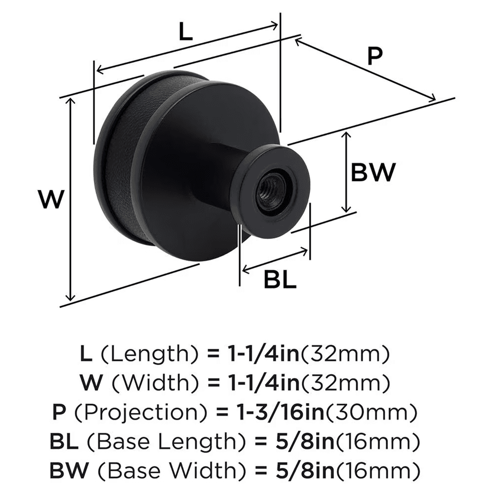 32mm Fairlane Cabinet Knob, Black Leather/Matte Black Alt 1 - Image