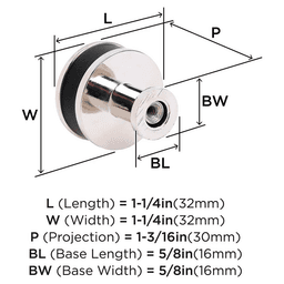 32mm Fairlane Cabinet Knob, Black Leather/Polished Nickel Alt 1 - Image