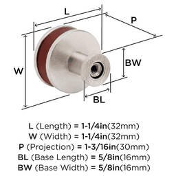 32mm Fairlane Cabinet Knob, Brown Leather/Satin Nickel Alt 1 - Image