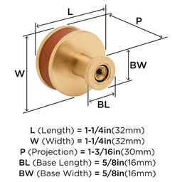 32mm Fairlane Cabinet Knob, Cognac Leather/Champagne Bronze Alt 1 - Image
