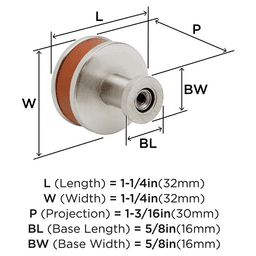 32mm Fairlane Cabinet Knob, Cognac Leather/Satin Nickel Alt 1 - Image