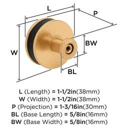 38mm Fairlane Cabinet Knob, Black Leather/Champagne Bronze Alt 1 - Image