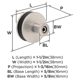 38mm Fairlane Cabinet Knob, Black Leather/Satin Nickel Alt 1 - Image