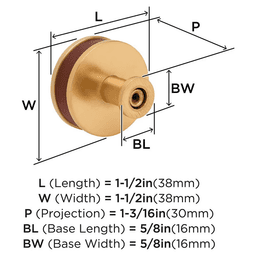 38mm Fairlane Cabinet Knob, Brown Leather/Champagne Bronze Alt 1 - Image