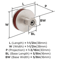 38mm Fairlane Cabinet Knob, Brown Leather/Satin Nickel Alt 1 - Image
