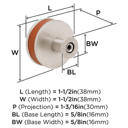 38mm Fairlane Cabinet Knob, Cognac Leather/Satin Nickel Alt 1 - Image