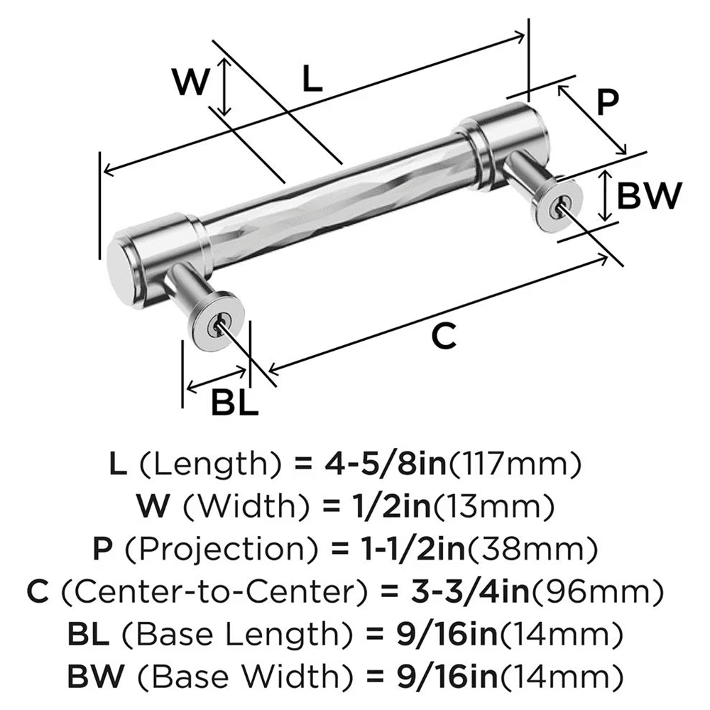 96mm Fairfax Cabinet Pull, Polished Chrome Alt 1 - Image