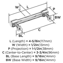 96mm Fairfax Cabinet Pull, Polished Chrome Alt 1 - Image