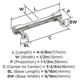 96mm Fairfax Cabinet Pull, Satin Nickel Alt 1 - Image