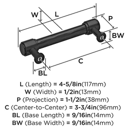 96mm Fairfax Cabinet Pull, Matte Black Alt 1 - Image