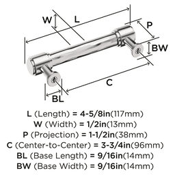 96mm Fairfax Cabinet Pull, Polished Nickel Alt 1 - Image