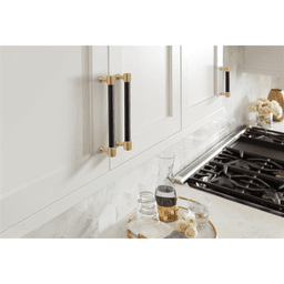 96mm Fairlane Cabinet Pull, Black Leather/Champagne Bronze Alt 3 - Image