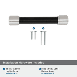 96mm Fairlane Cabinet Pull, Black Leather/Satin Nickel Alt 2 - Image