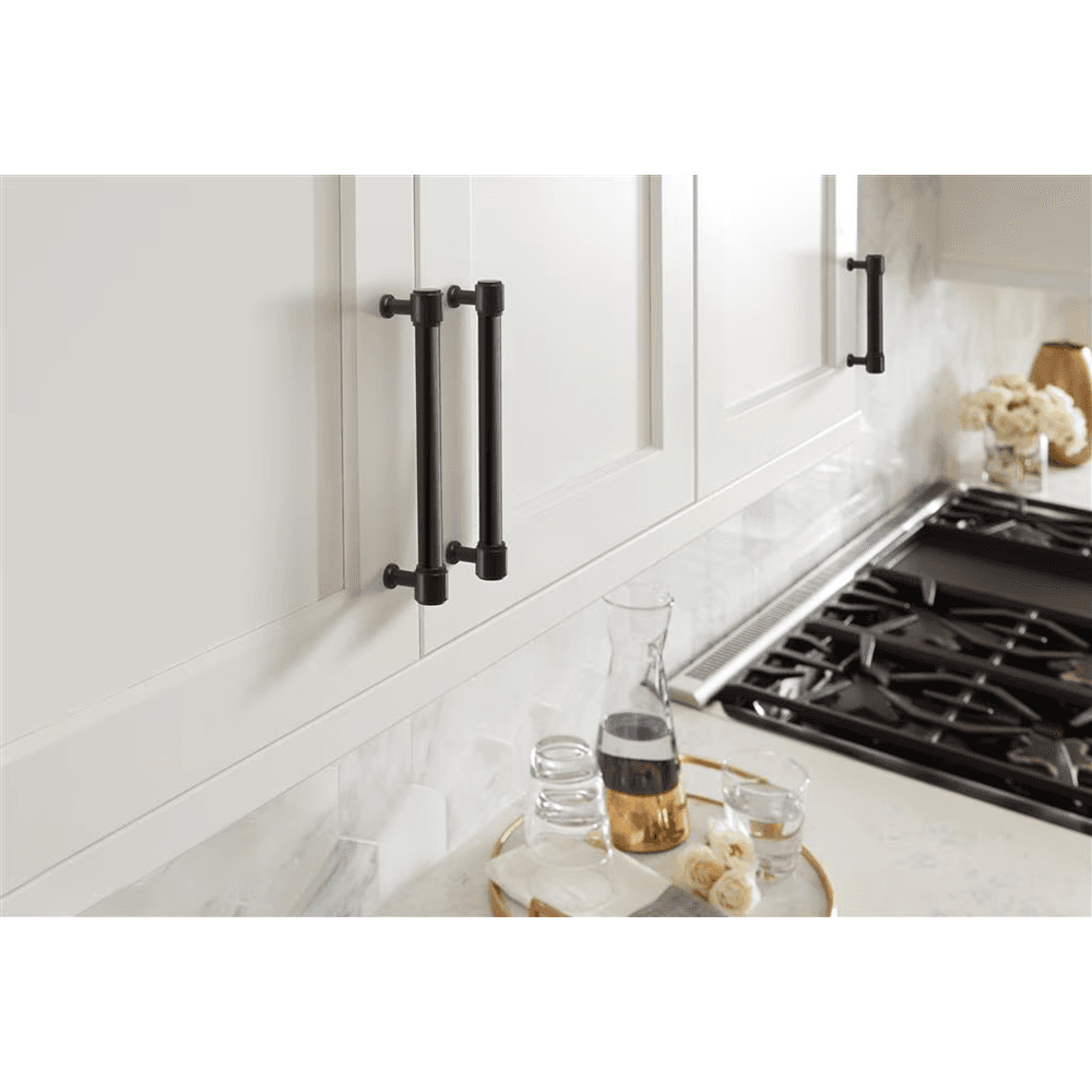 96mm Fairlane Cabinet Pull, Black Leather/Matte Black Alt 3 - Image