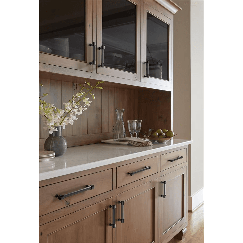 96mm Fairlane Cabinet Pull, Black Leather/Matte Black Alt 4 - Image