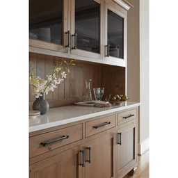 96mm Fairlane Cabinet Pull, Black Leather/Matte Black Alt 4 - Image