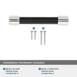 96mm Fairlane Cabinet Pull, Black Leather/Polished Nickel Alt 2 - Image