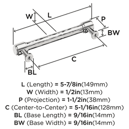 128mm Fairfax Cabinet Pull, Polished Chrome Alt 1 - Image