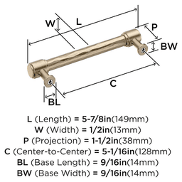 128mm Fairfax Cabinet Pull, Golden Champagne Alt 1 - Image