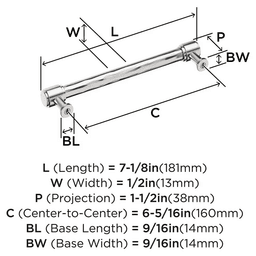 160mm Fairfax Cabinet Pull, Polished Chrome Alt 1 - Image