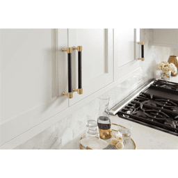 160mm Fairlane Cabinet Pull, Black Leather/Champagne Bronze Alt 3 - Image