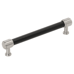 160mm Fairlane Cabinet Pull, Black Leather/Satin Nickel Main - Image