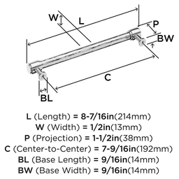 192mm Fairfax Cabinet Pull, Polished Chrome Alt 1 - Image