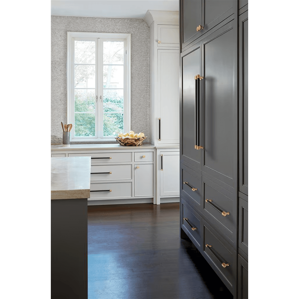 192mm Fairlane Cabinet Pull, Black Leather/Champagne Bronze Alt 4 - Image