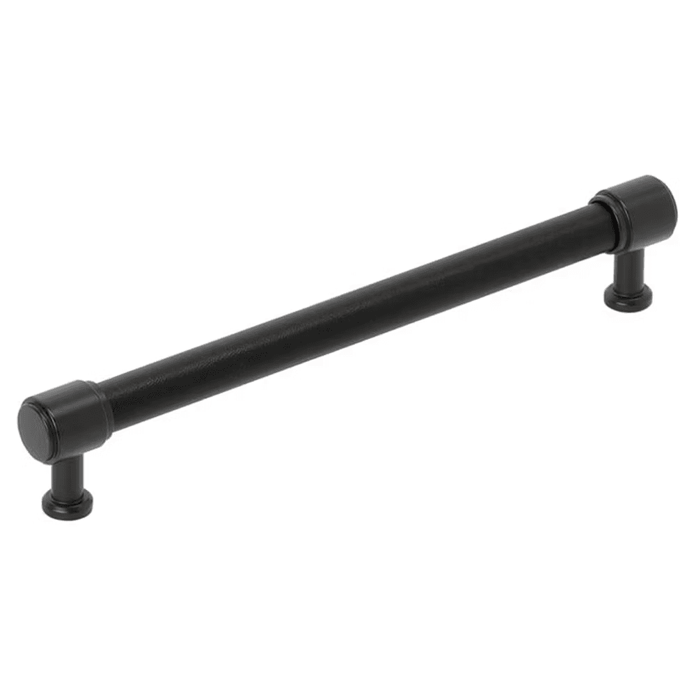 192mm Fairlane Cabinet Pull, Black Leather/Matte Black Main - Image
