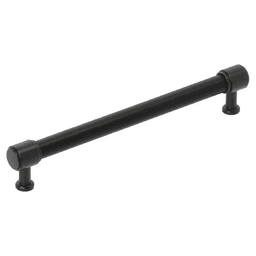 192mm Fairlane Cabinet Pull, Black Leather/Matte Black Main - Image