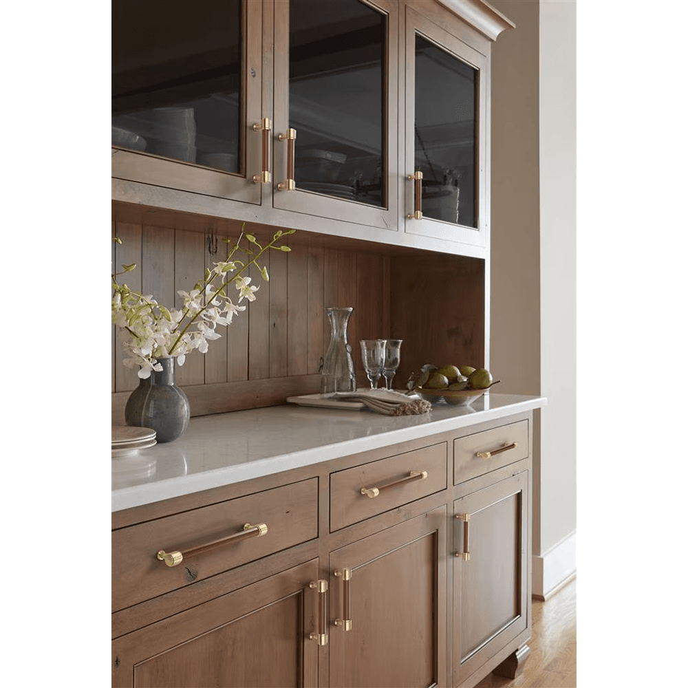 192mm Fairlane Cabinet Pull, Brown Leather/Polished Nickel Alt 3 - Image