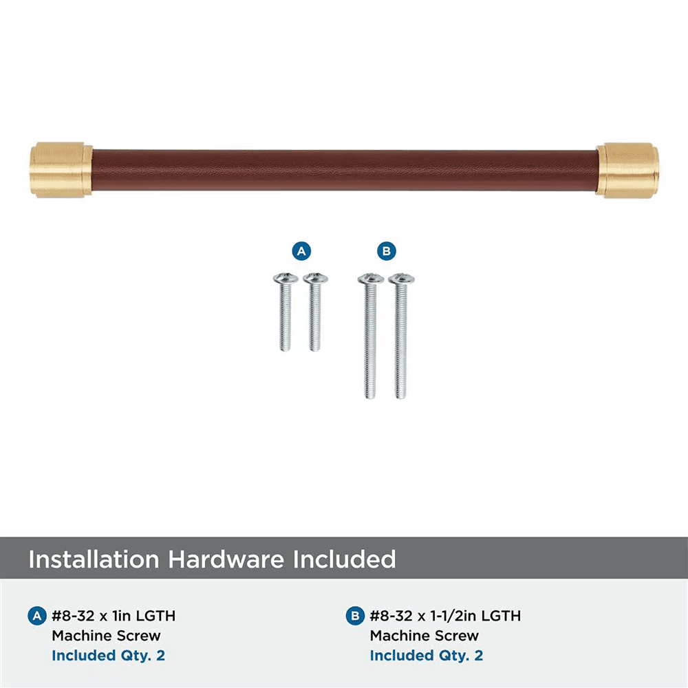 192mm Fairlane Cabinet Pull, Cognac Leather/Satin Nickel Alt 2 - Image