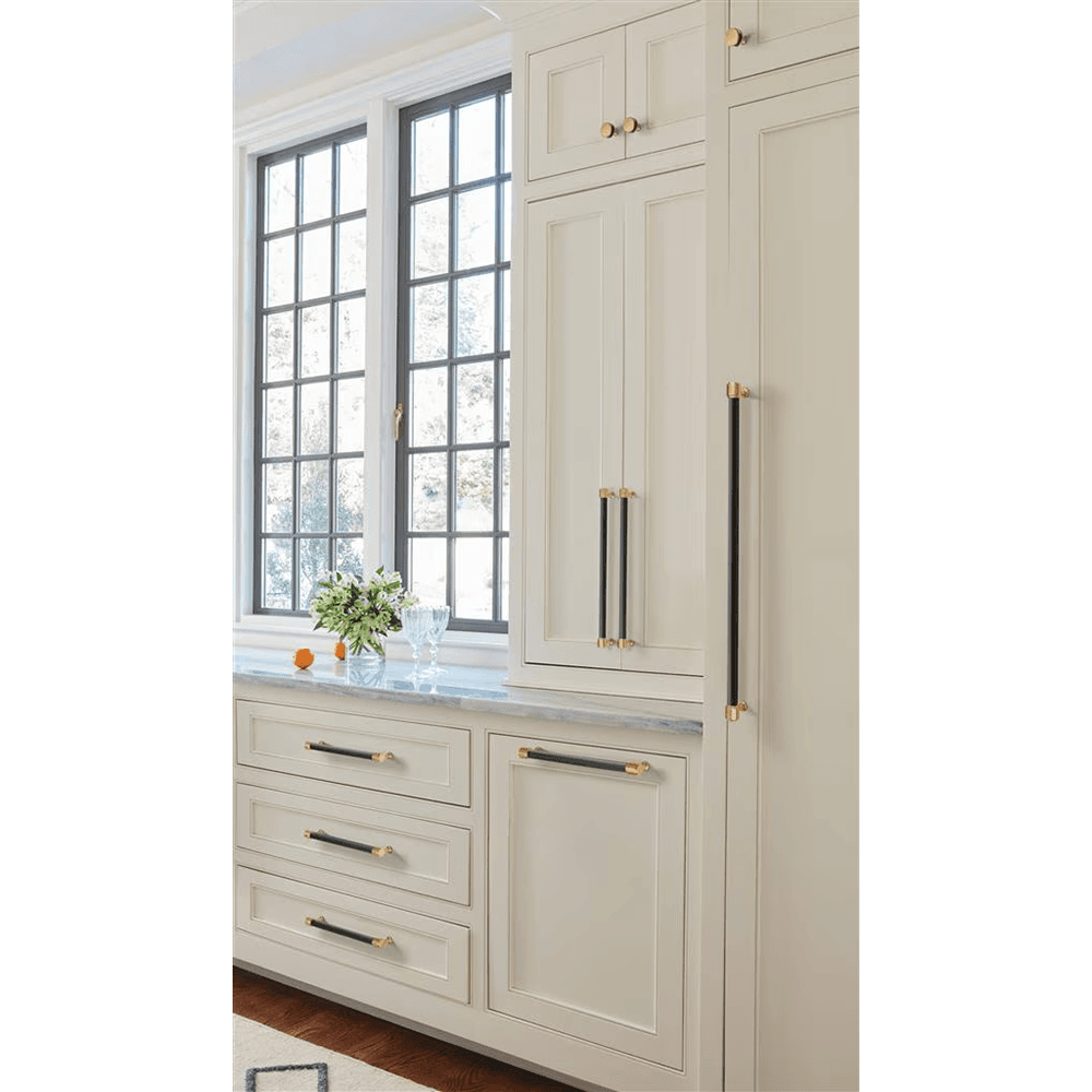 224mm Fairlane Cabinet Pull, Black Leather/Satin Nickel Alt 3 - Image