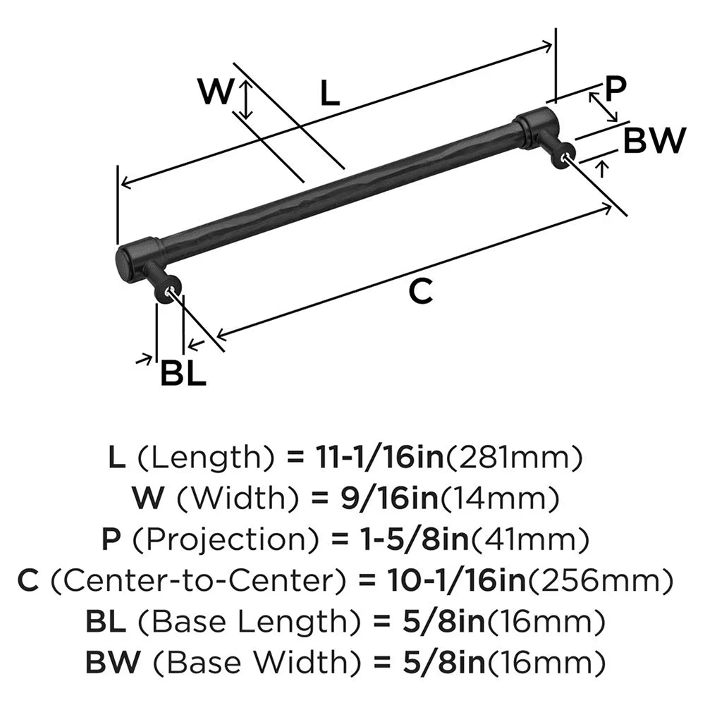 256mm Fairfax Cabinet Pull, Matte Black Alt 1 - Image