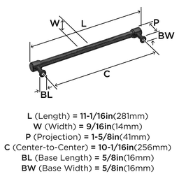 256mm Fairfax Cabinet Pull, Matte Black Alt 1 - Image