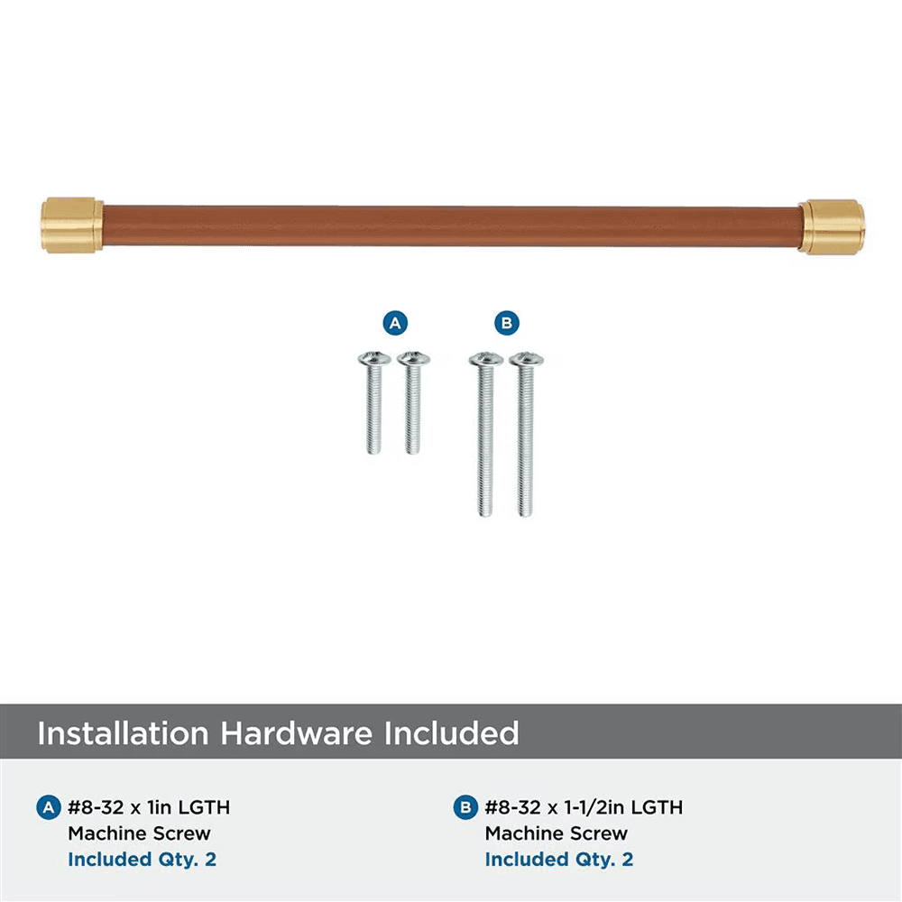 256mm Fairlane Cabinet Pull, Cognac Leather/Champagne Bronze Alt 2 - Image