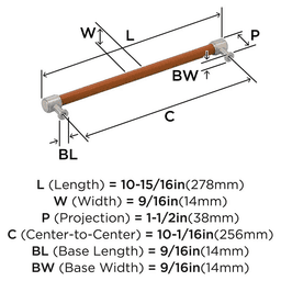 256mm Fairlane Cabinet Pull, Cognac Leather/Satin Nickel Alt 1 - Image