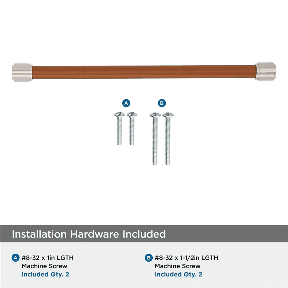 256mm Fairlane Cabinet Pull, Cognac Leather/Satin Nickel Alt 2 - Image