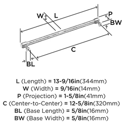320mm Fairfax Cabinet Pull, Polished Chrome Alt 1 - Image