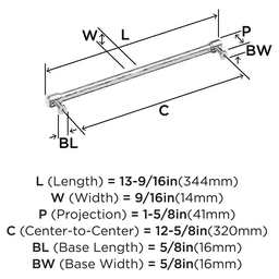 320mm Fairfax Cabinet Pull, Polished Nickel Alt 1 - Image