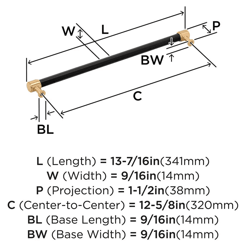 320mm Fairlane Cabinet Pull, Black Leather/Champagne Bronze Alt 1 - Image