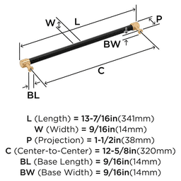 320mm Fairlane Cabinet Pull, Black Leather/Champagne Bronze Alt 1 - Image