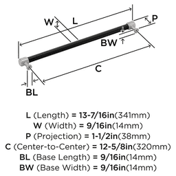 320mm Fairlane Cabinet Pull, Black Leather/Satin Nickel Alt 1 - Image