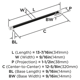 320mm Fairlane Cabinet Pull, Black Leather/Polished Nickel Alt 1 - Image