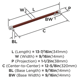 320mm Fairlane Cabinet Pull, Brown Leather/Satin Nickel Alt 1 - Image
