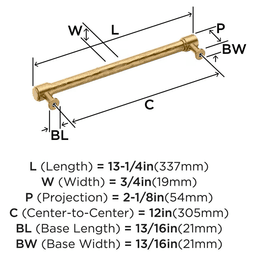 305mm Fairfax Appliance Pull, Champagne Bronze Alt 1 - Image