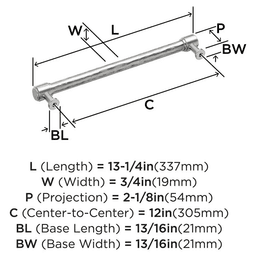 305mm Fairfax Appliance Pull, Satin Nickel Alt 1 - Image