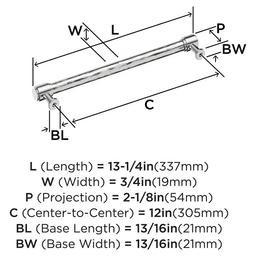 305mm Fairfax Appliance Pull, Polished Nickel Alt 1 - Image